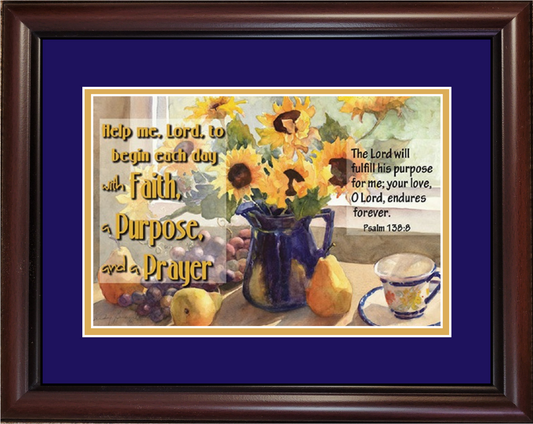Framed sunflower kitchen art with scripture