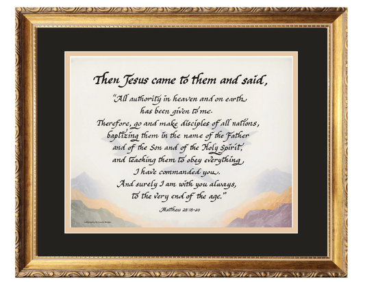 Matthew 28 18-20 The Great Commission framed picture.