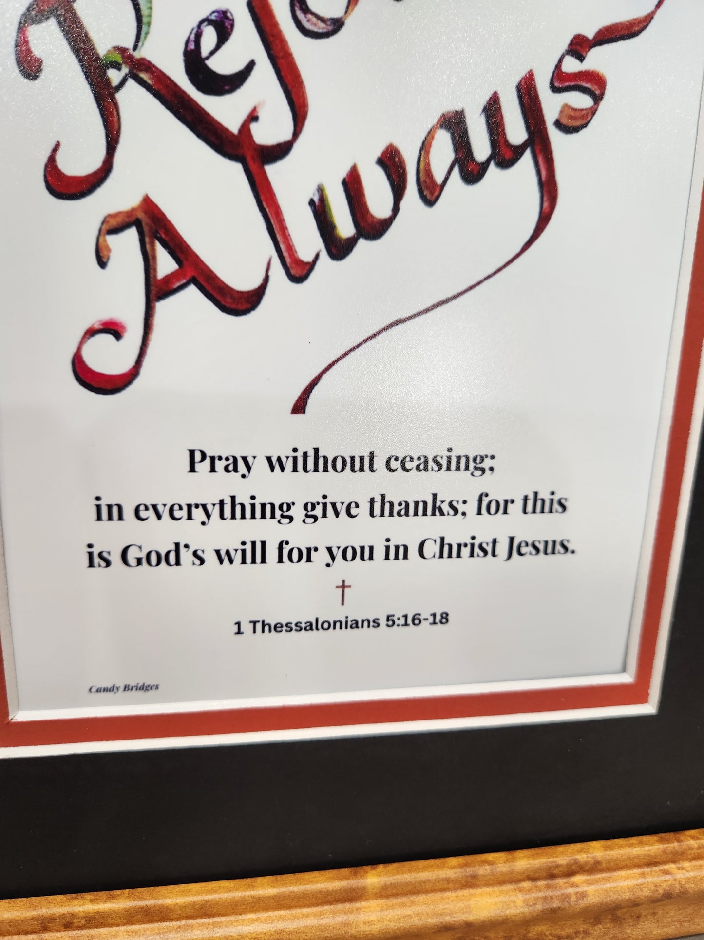1 Thessalonians Rejoice Always custom framed Scripture verse