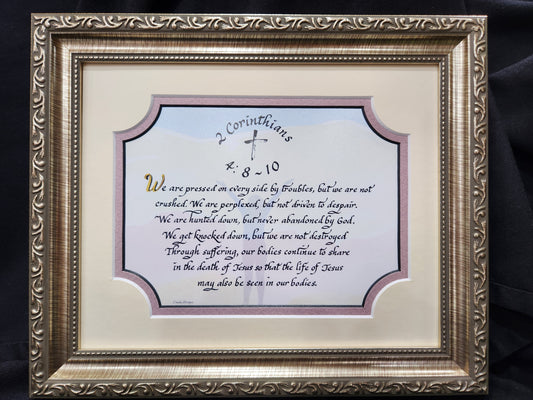 2 Corinthians 4:8-10 framed Bible verse home decor art and gift idea