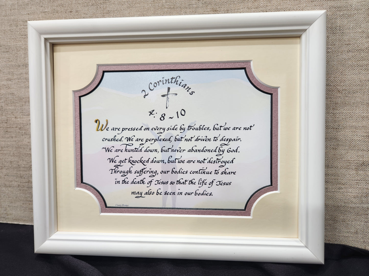 2 Corinthians 4:8-10 framed Bible verse home decor art and gift idea