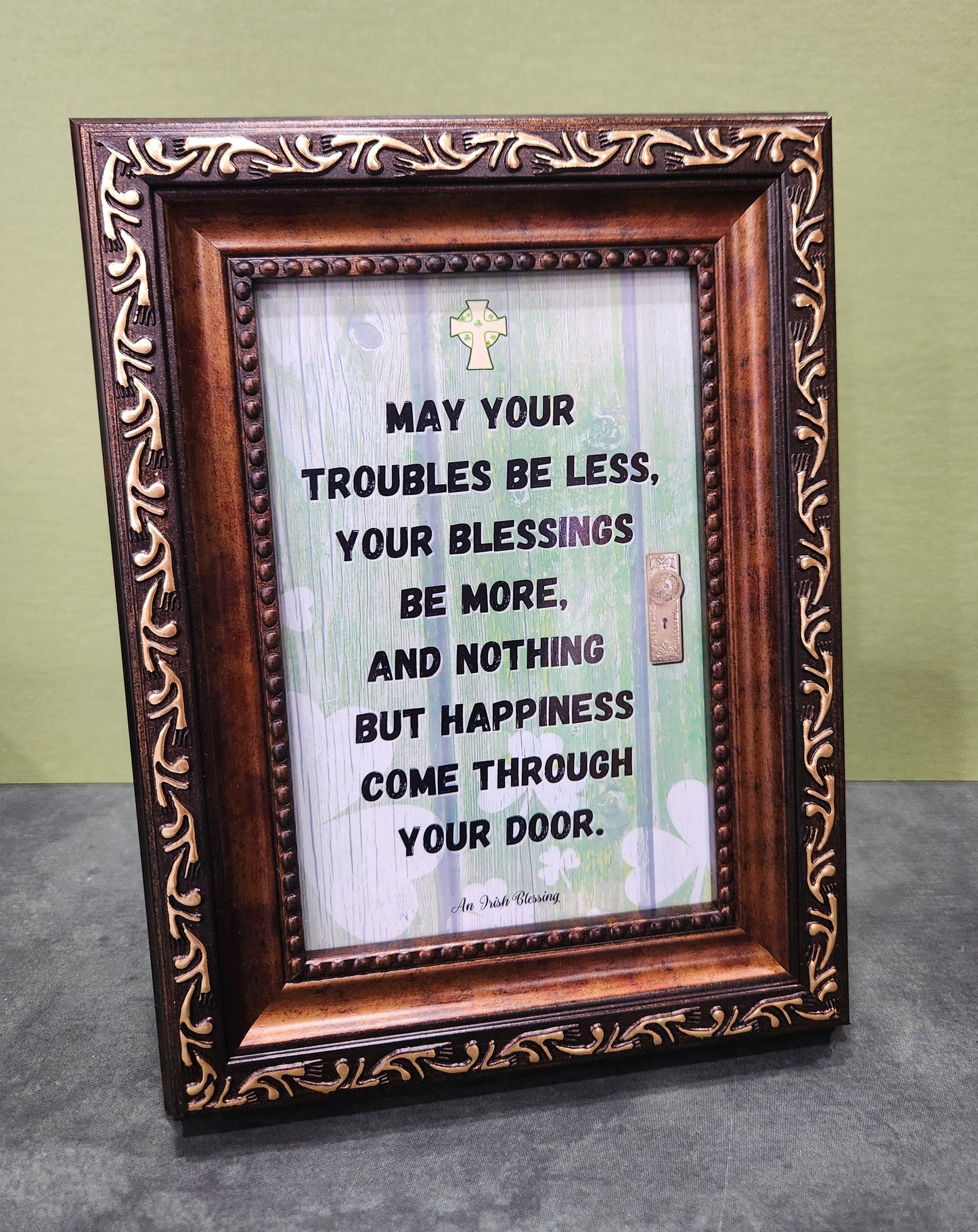 Irish Blessing small, framed verse with attached easel on the back