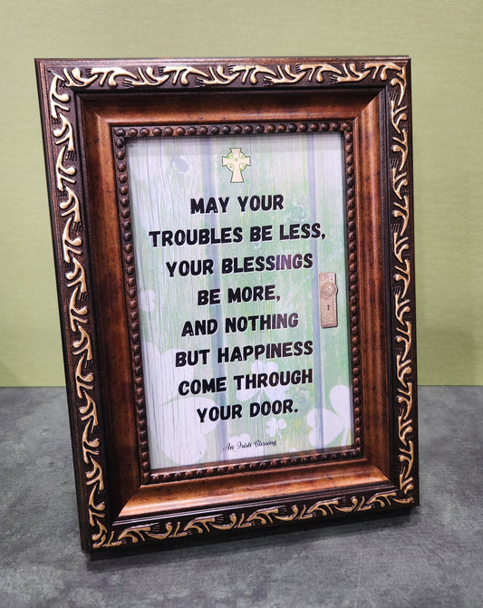 Irish Blessing small, framed verse with attached easel on the back