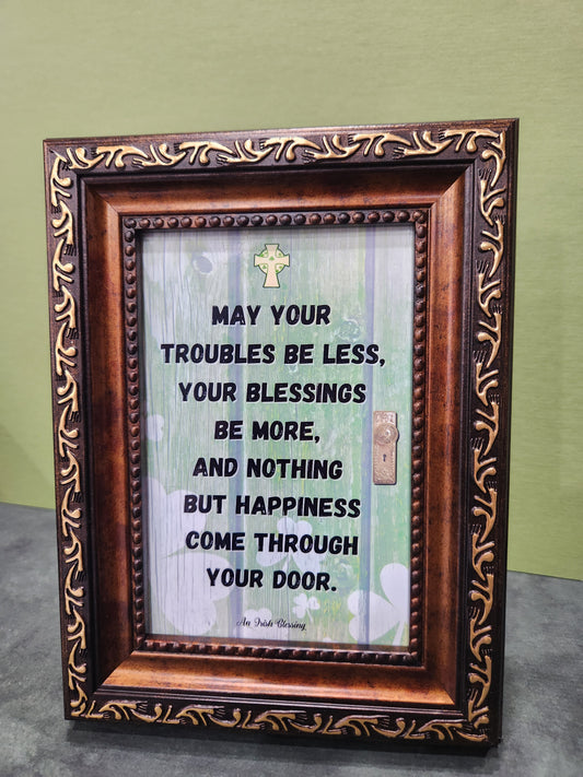 Irish Blessing small, framed verse with attached easel on the back