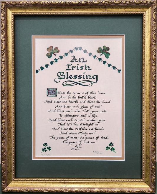 An Irish Blessing Poem custom framed and matted with option to personalize with family name