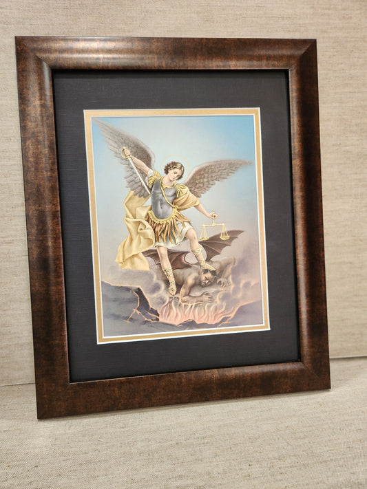 Saint Michael the Archangel Italian print custom framed picture 11" X 14"