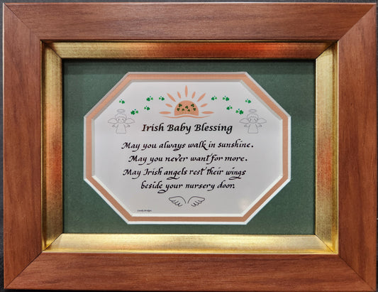 Baby Irish Blessing framed picture with easel on back