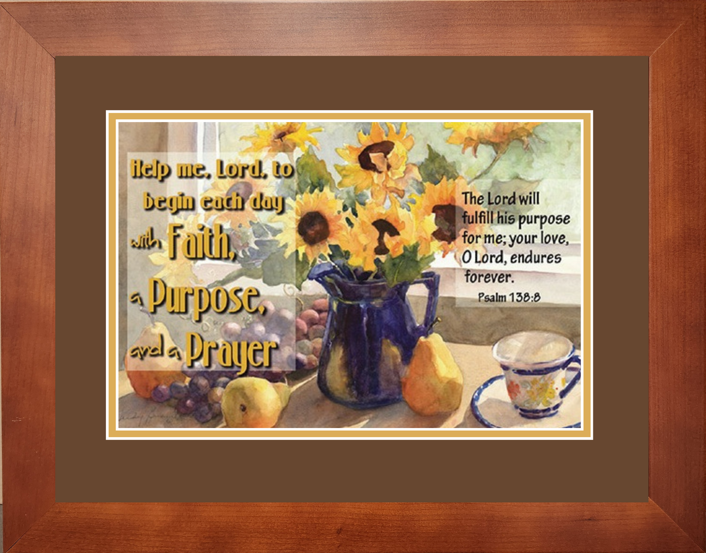 Framed sunflower kitchen art with scripture