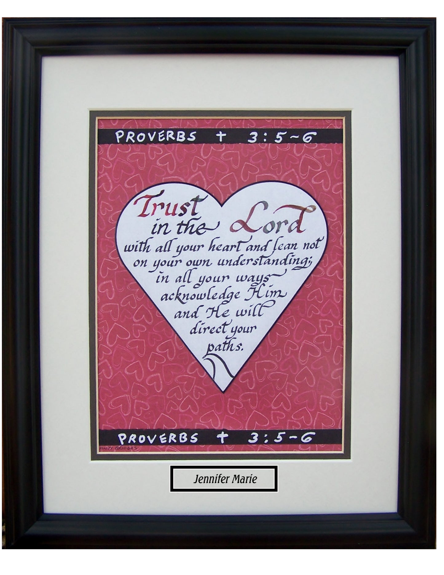 Trust in the Lord custom framed calligraphy picture