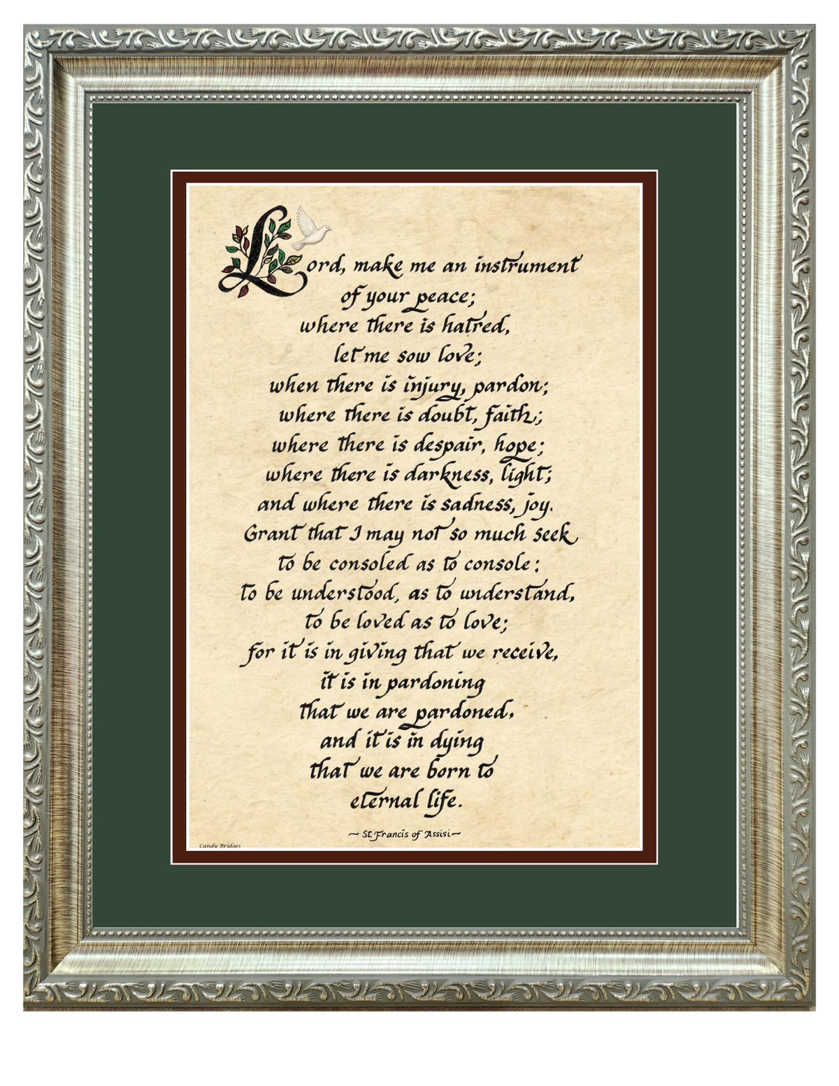 St. Francis of Assisi framed Verse - Make me an instrument of your peace.