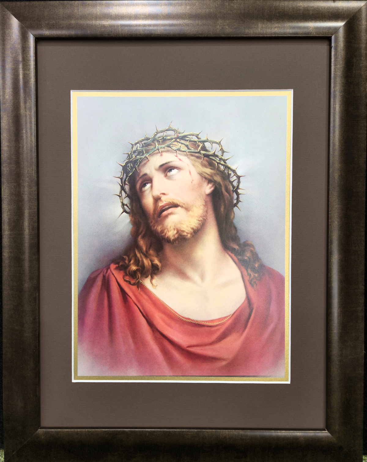 Jesus with crown of thorns framed picture