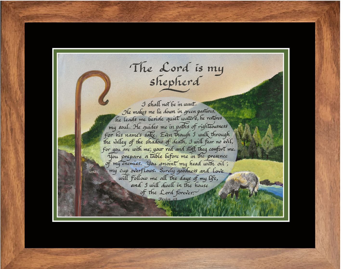 The Lord is my Shepherd framed calligraphy and art print