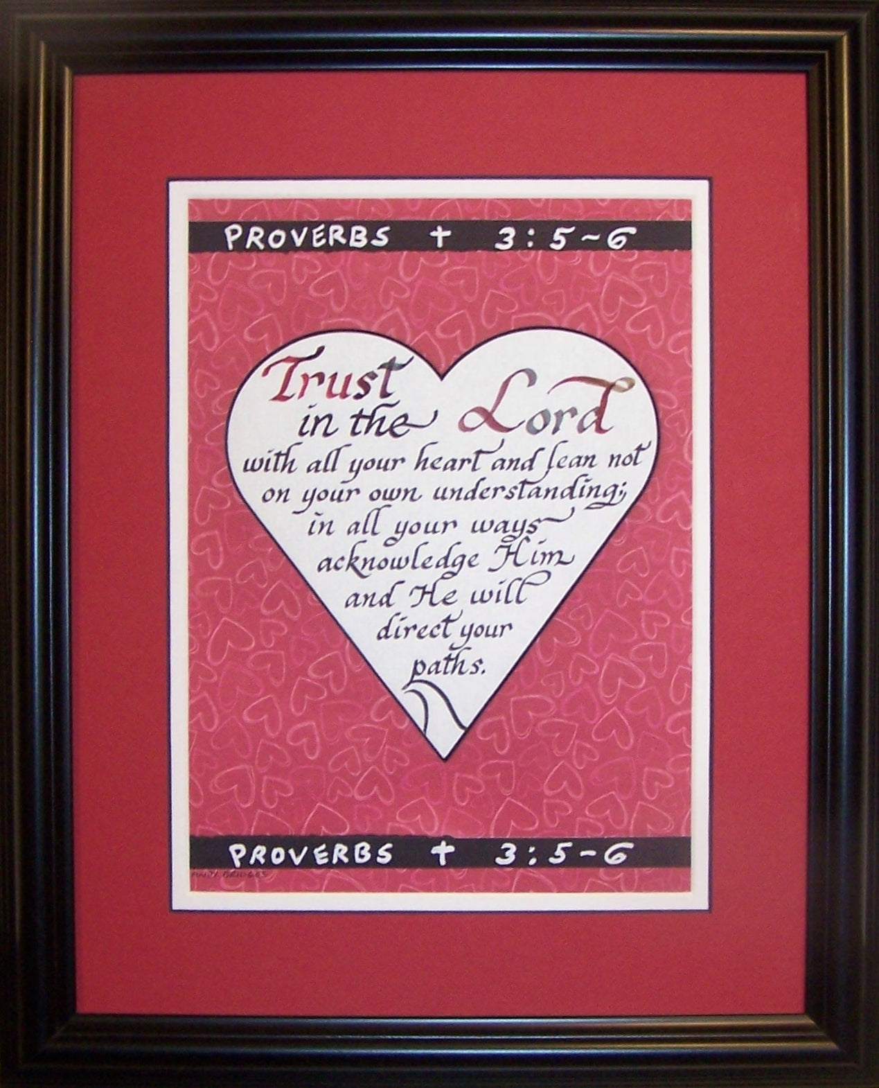 Trust in the Lord custom framed calligraphy picture