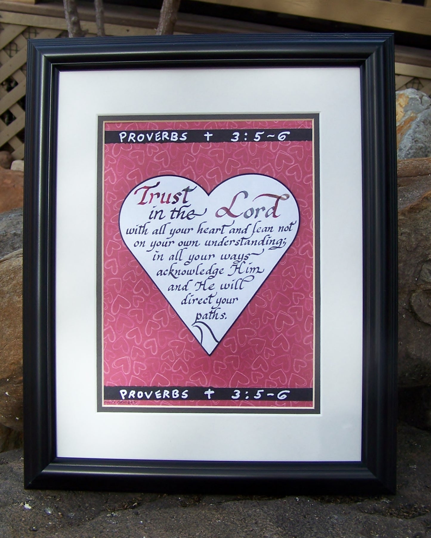 Trust in the Lord custom framed calligraphy picture