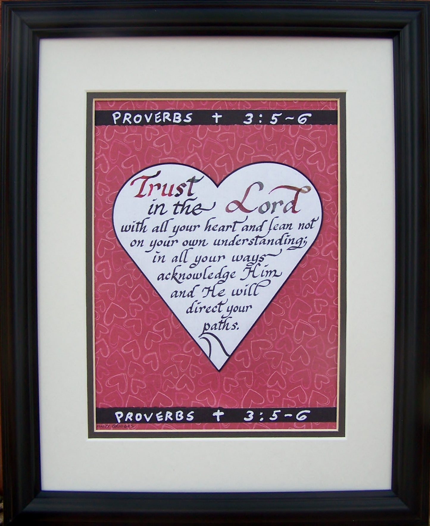 Trust in the Lord custom framed calligraphy picture