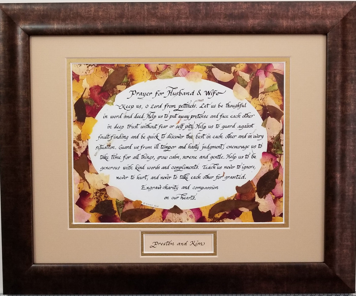 A prayer for husband and wife framed picture