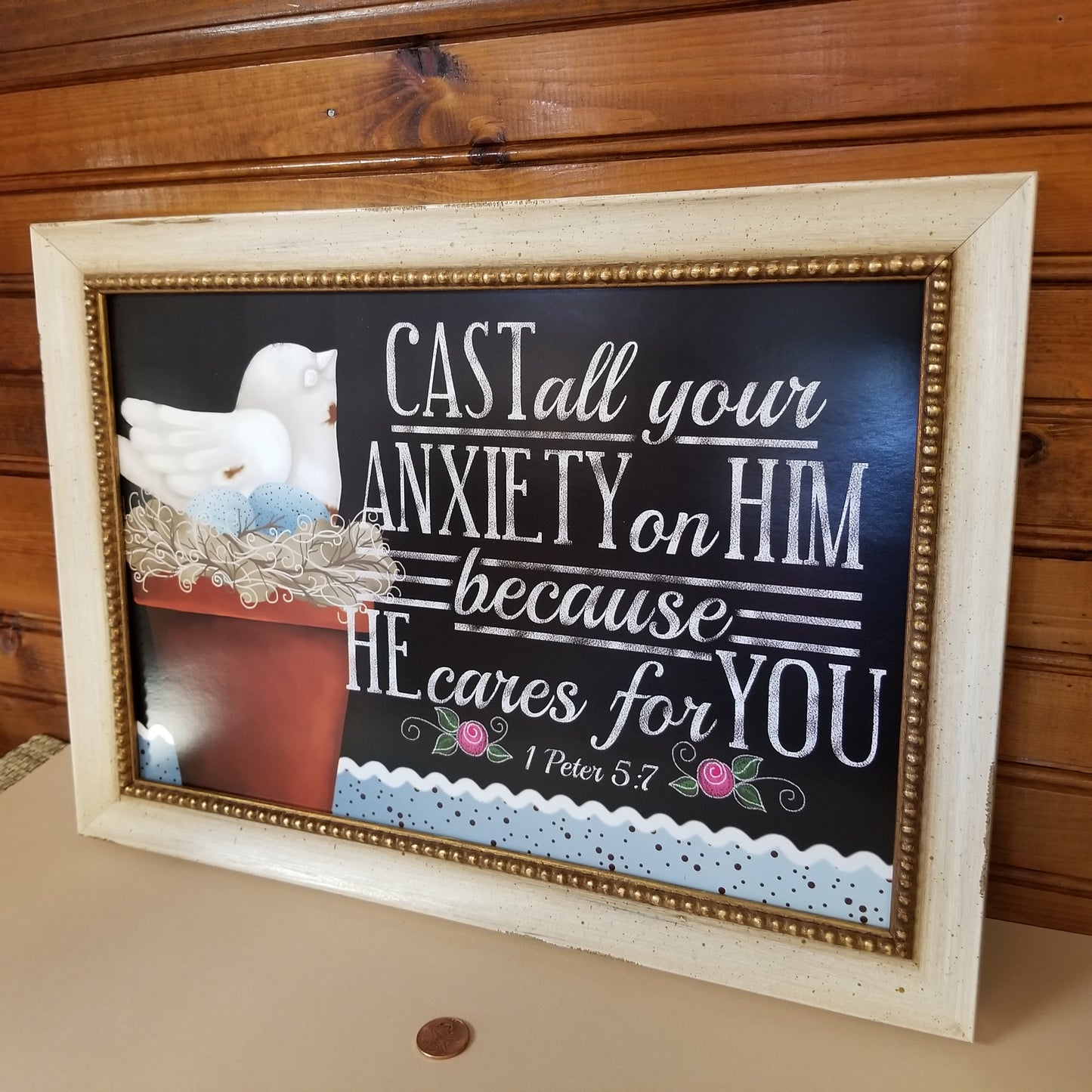 Cast all your anxiety on Him because He cares for you framed print