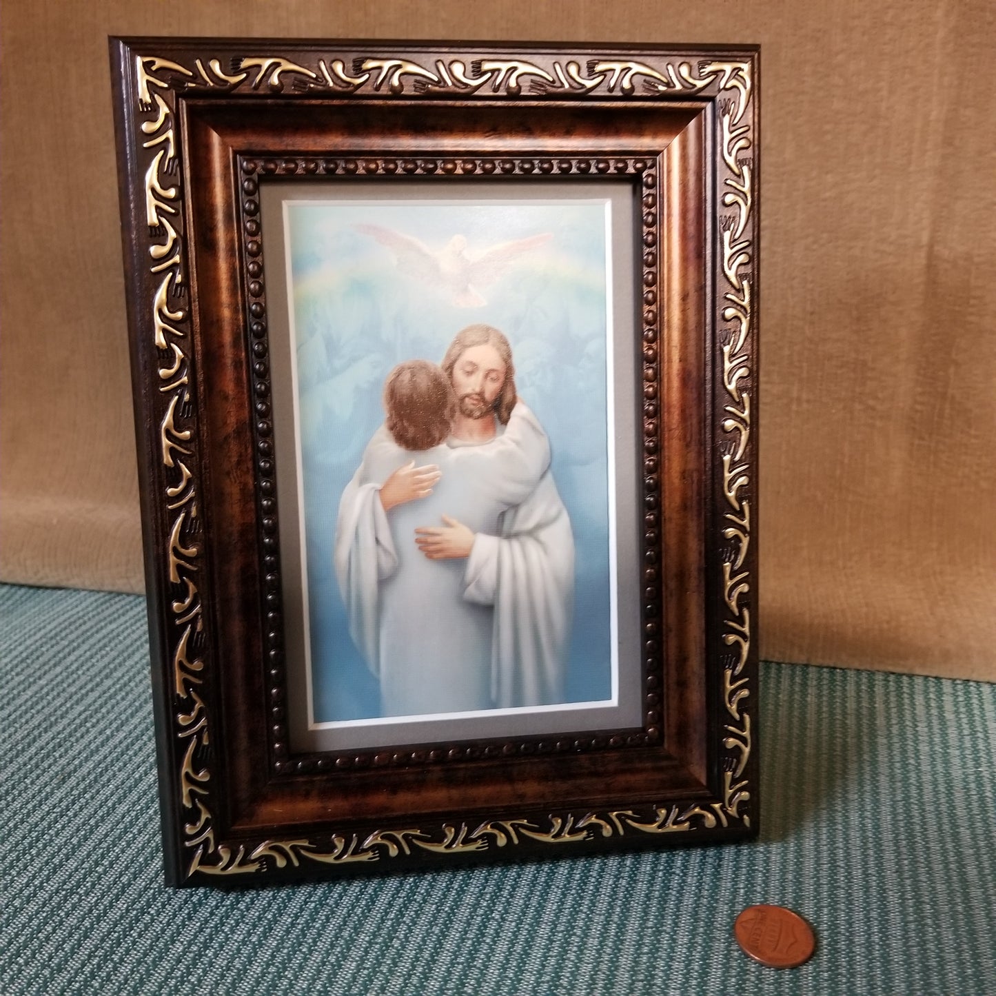 Entering heaven Jesus embrace framed print