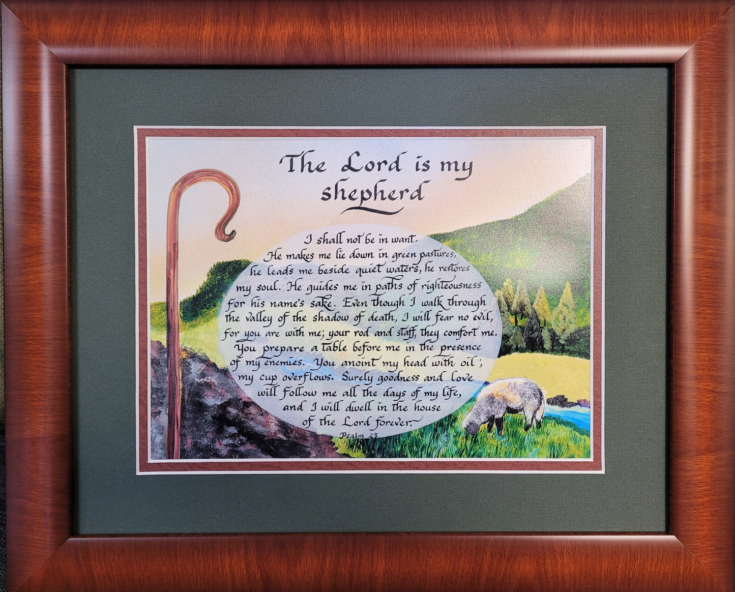 The Lord is my Shepherd framed calligraphy and art print