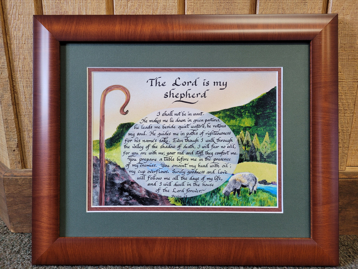 The Lord is my Shepherd framed calligraphy and art print