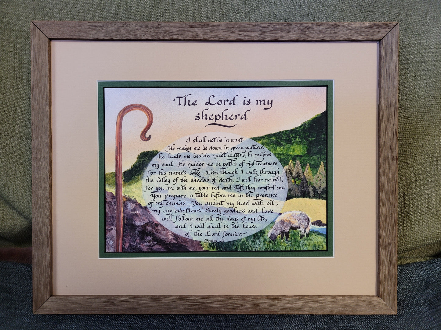 The Lord is my Shepherd framed calligraphy and art print