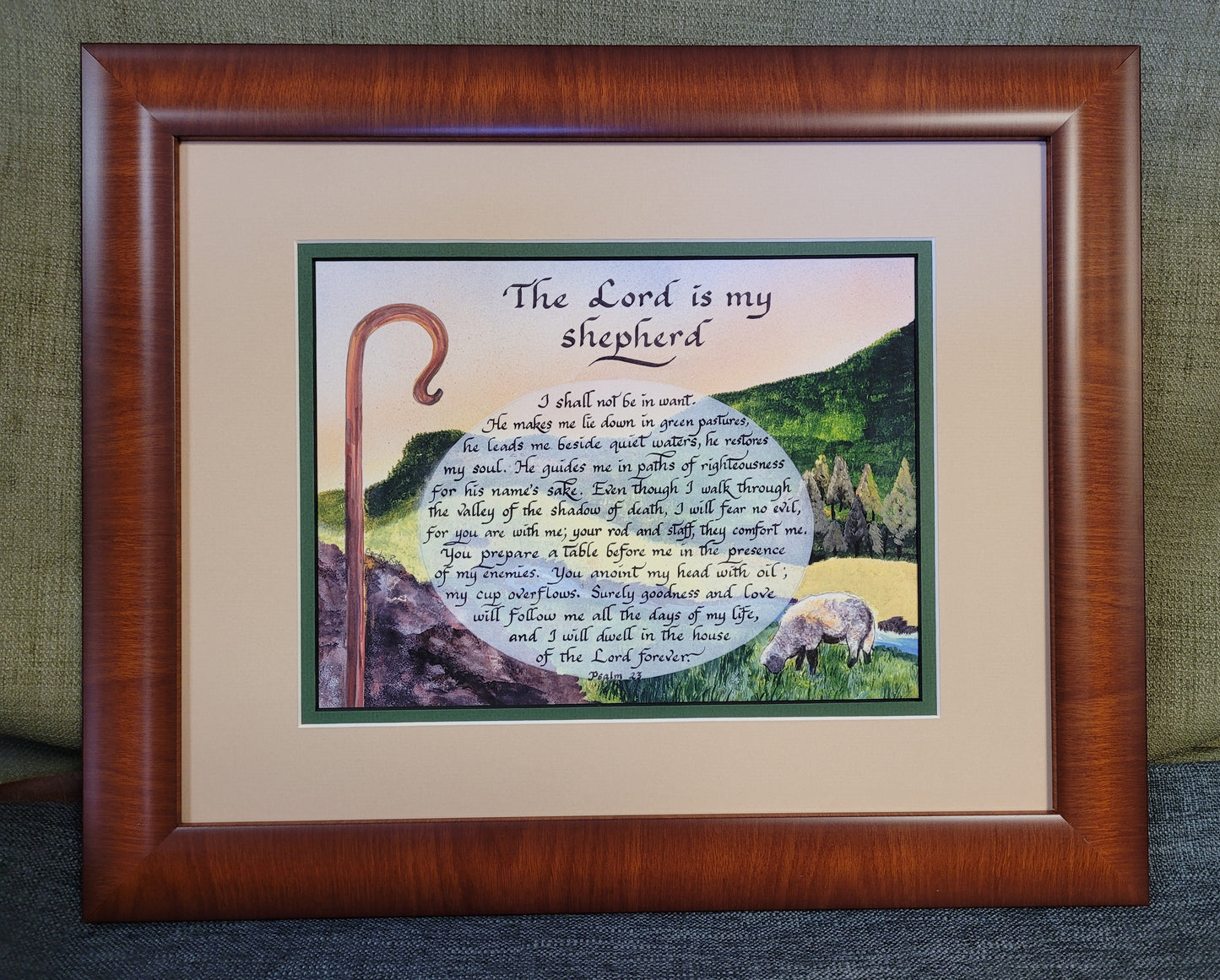 The Lord is my Shepherd framed calligraphy and art print