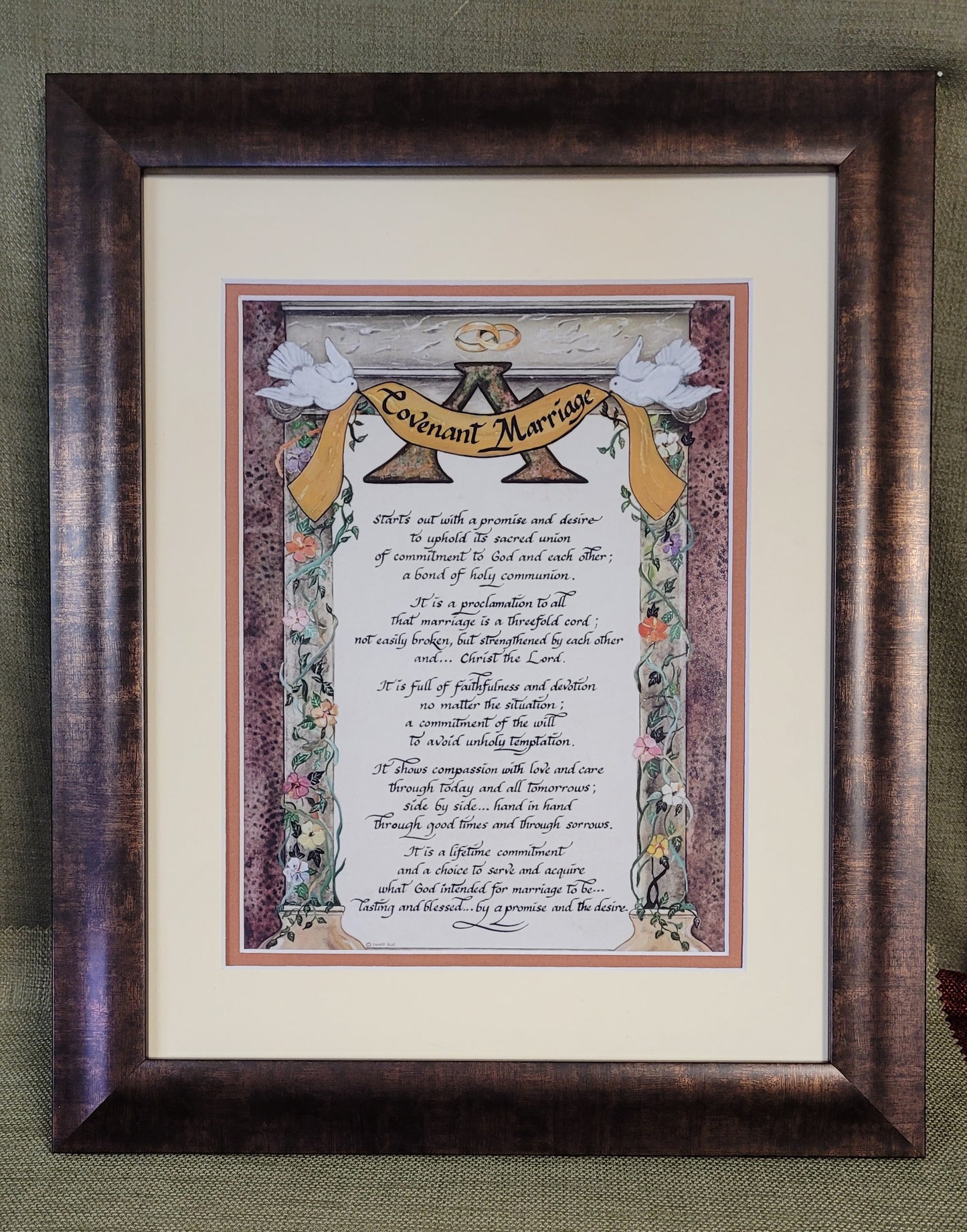 A Covenant Marriage Poem framed and matted picture