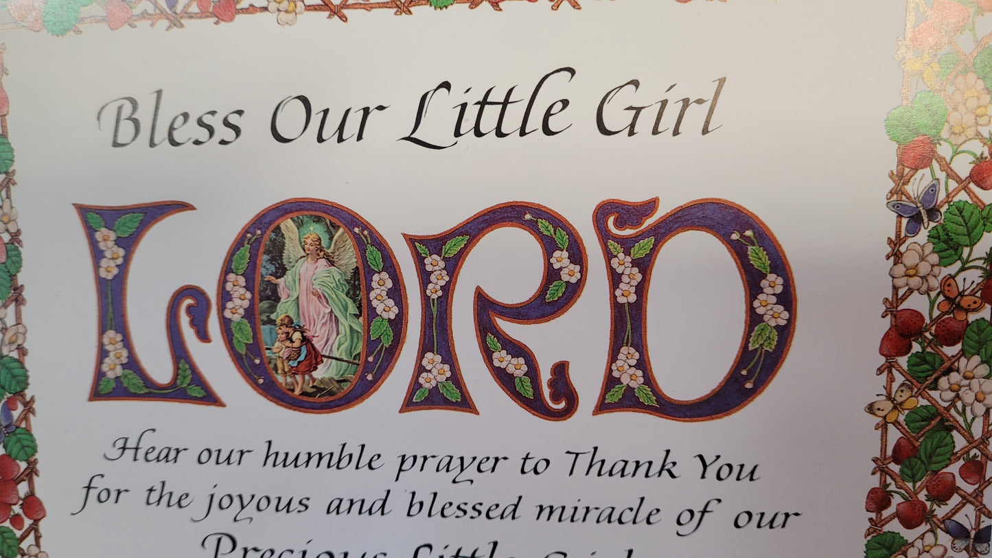 Bless our little girl framed prayer