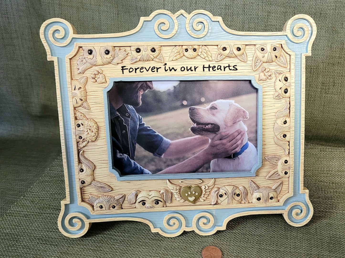 Pet memorial photo frame keepsake with easelback