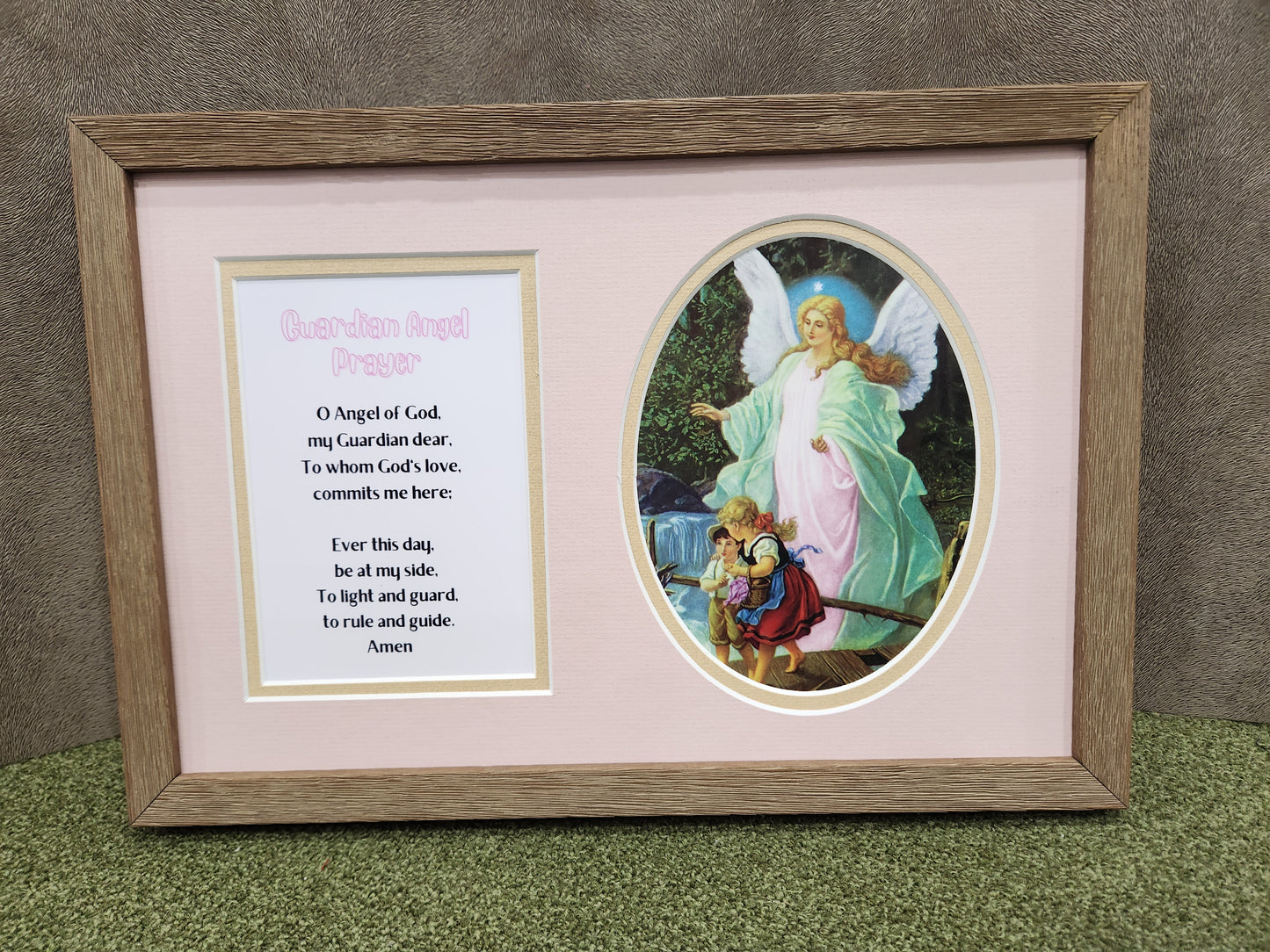 Guardian Angel prayer and image custom framed and matted gift idea for a child.