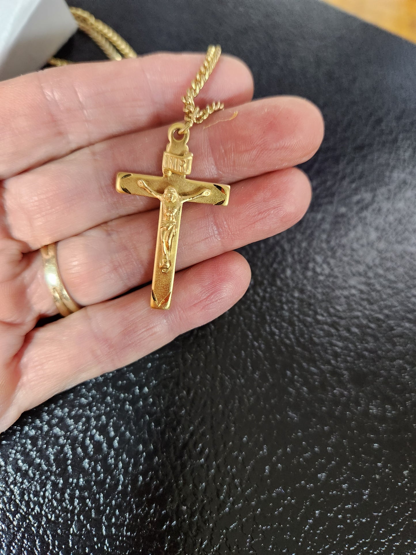 24kt Gold Plate over Sterling Crucifix Necklace