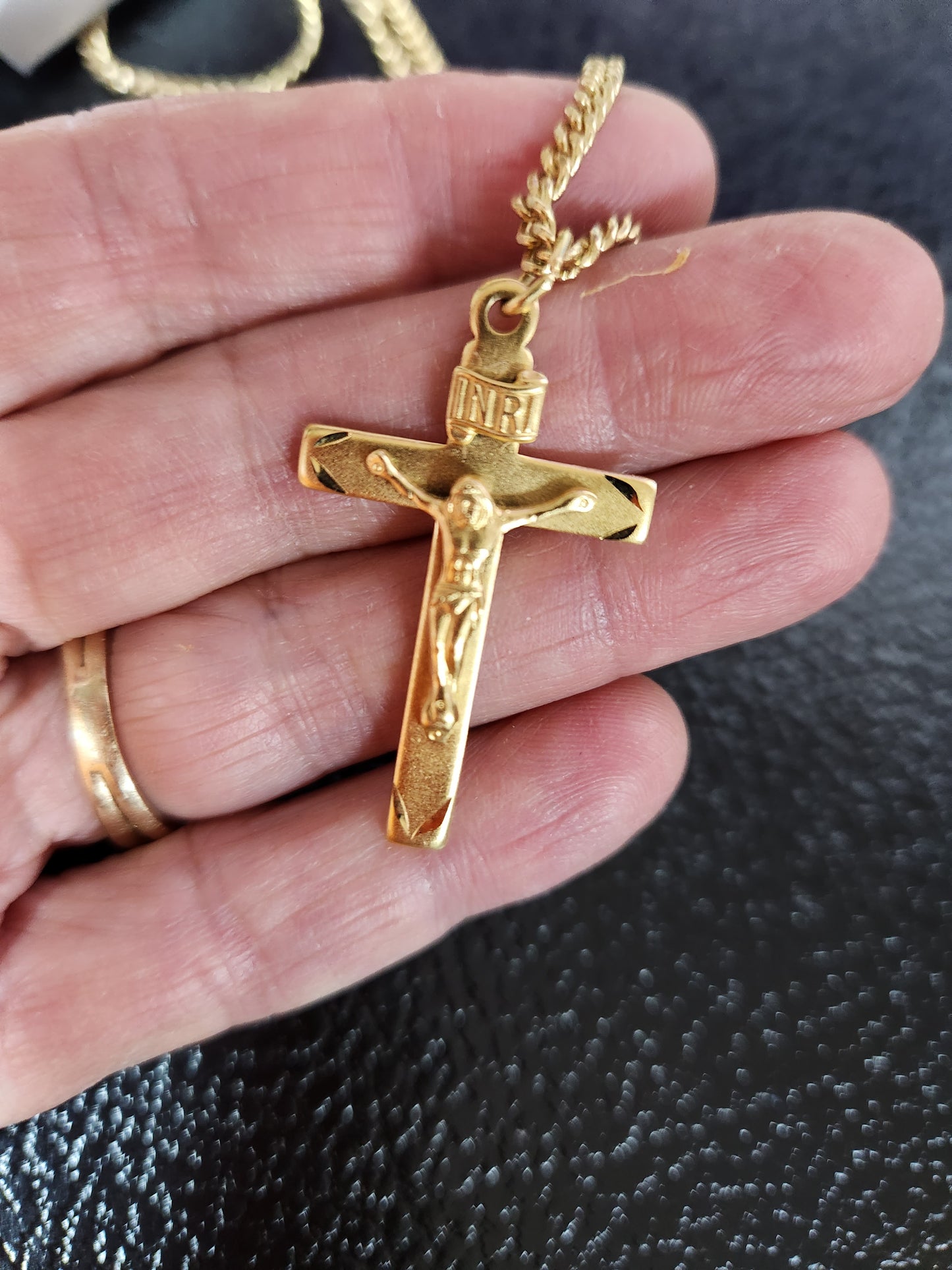 24kt Gold Plate over Sterling Crucifix Necklace