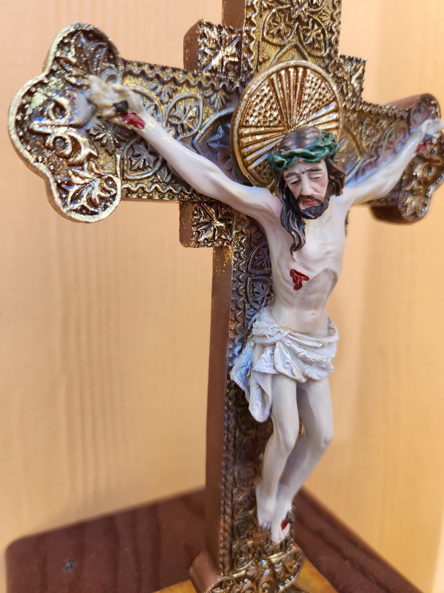 Small Ornate Standing Crucifix Cross for home Chapel