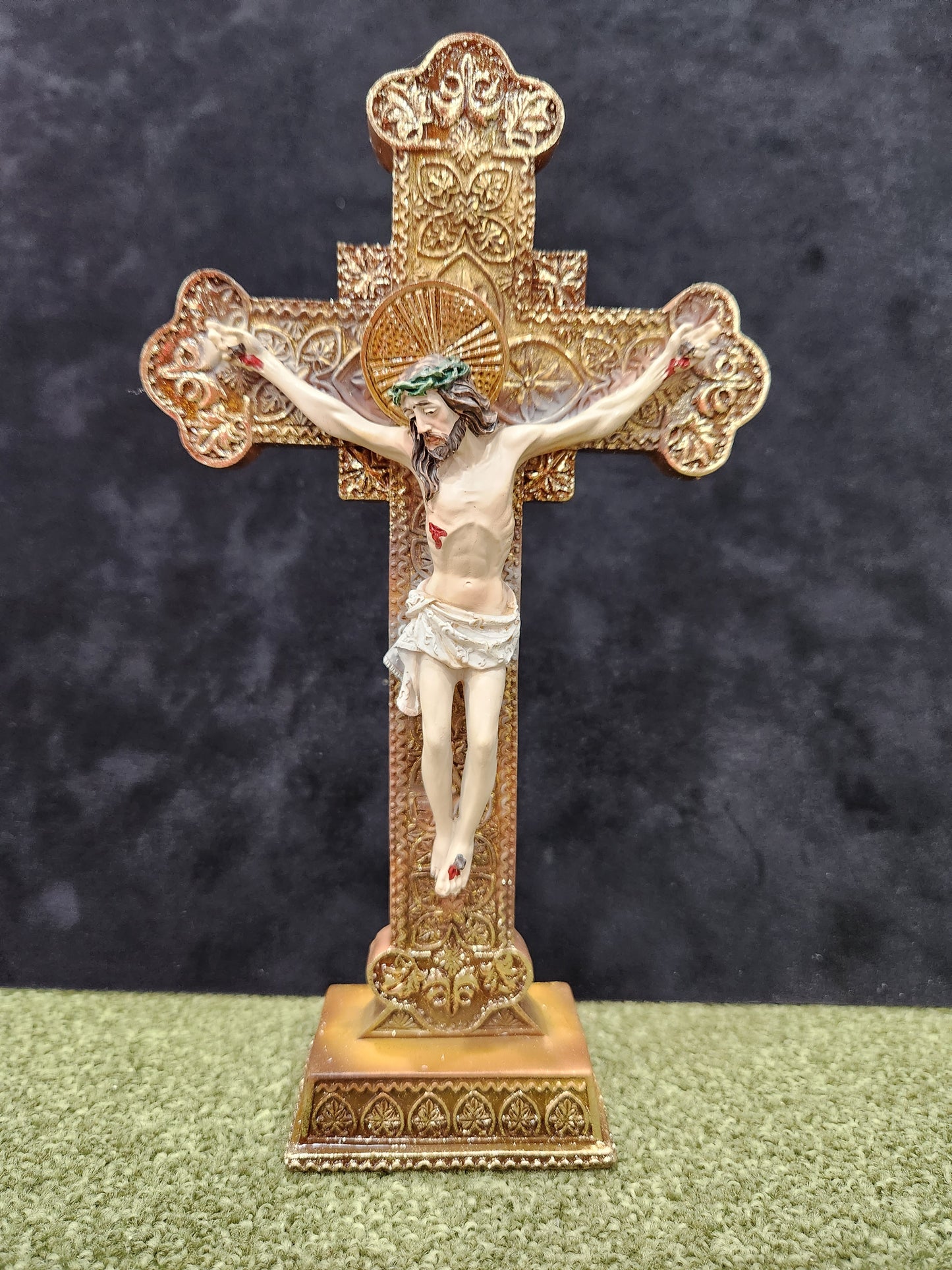 Small Ornate Standing Crucifix Cross for home Chapel