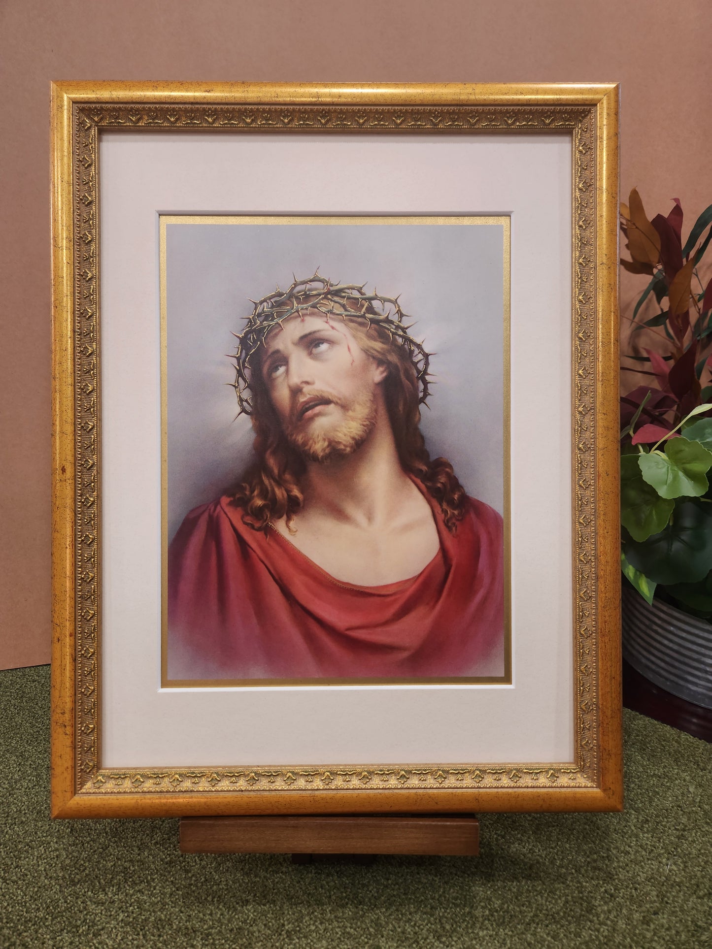 Jesus with crown of thorns framed picture