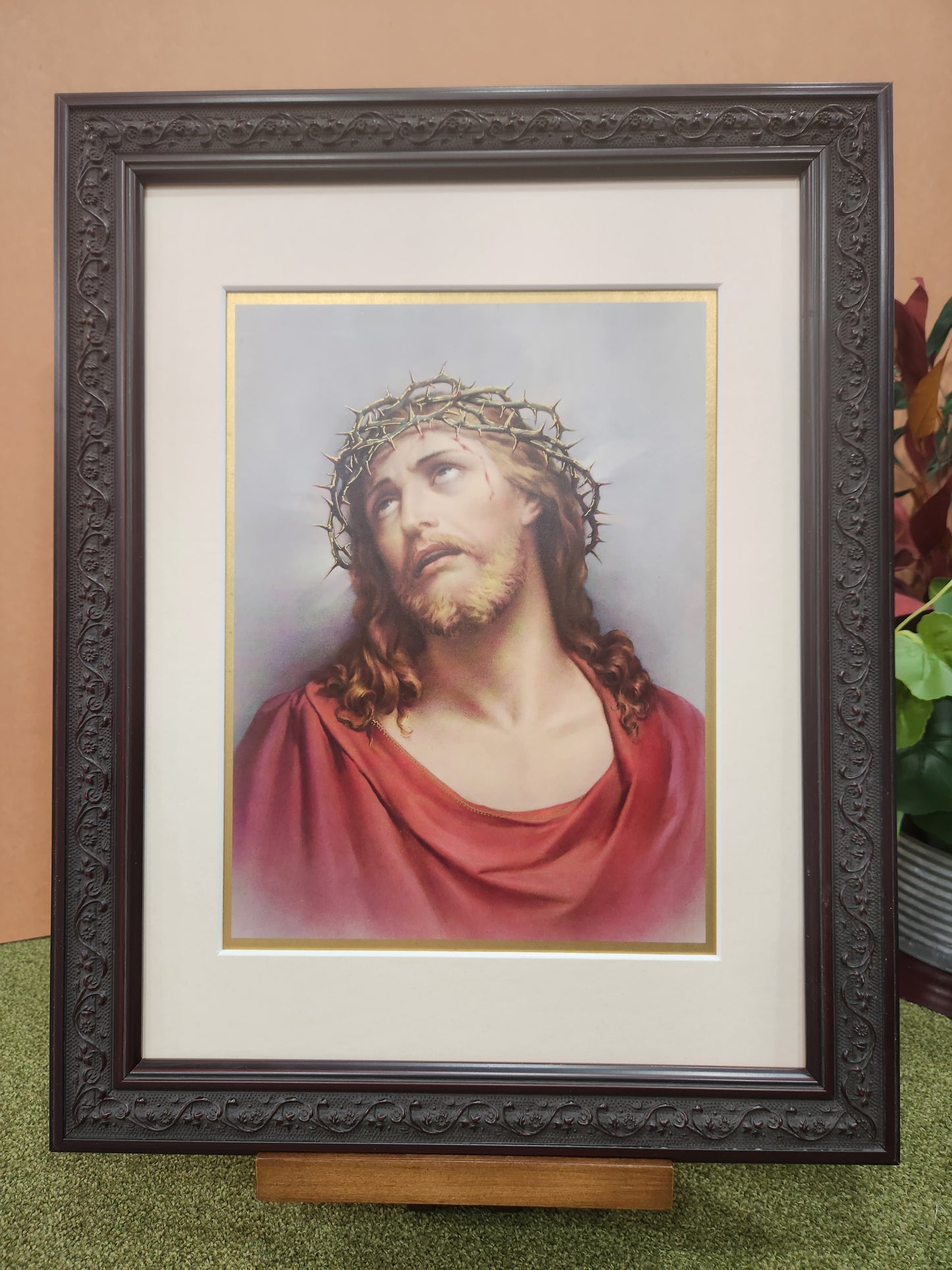 Jesus with crown of thorns framed picture