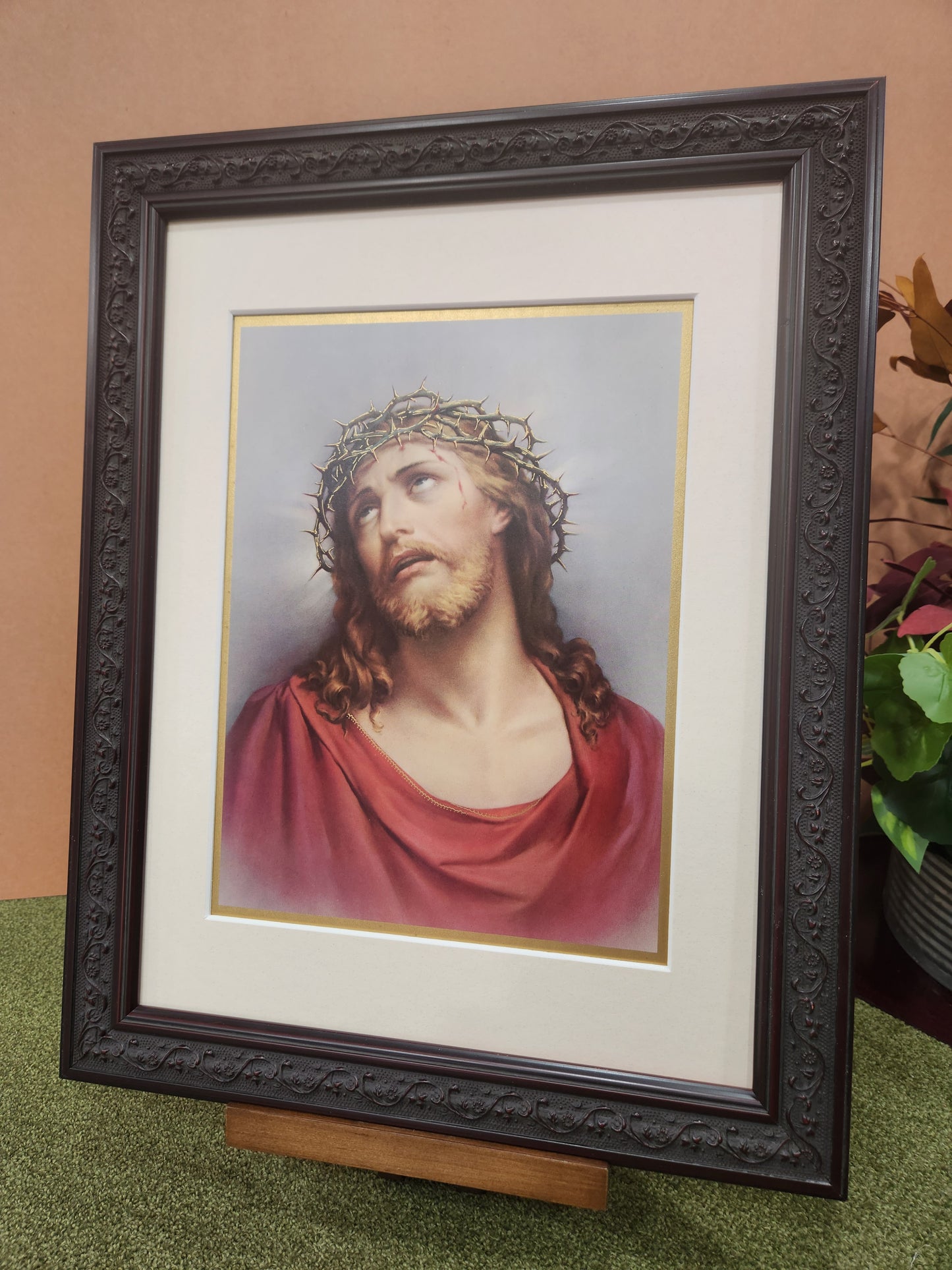 Jesus with crown of thorns framed picture