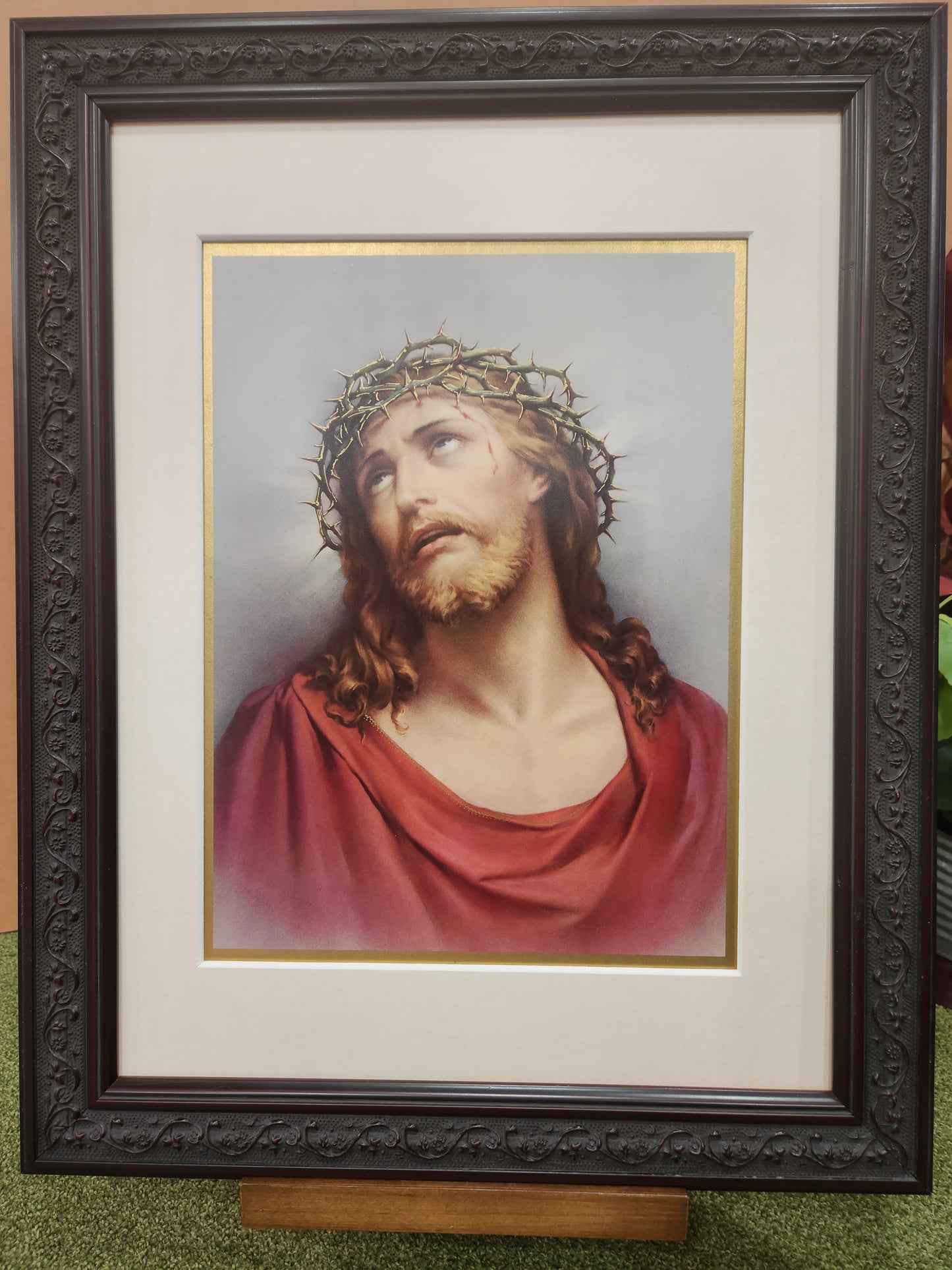 Jesus with crown of thorns framed picture