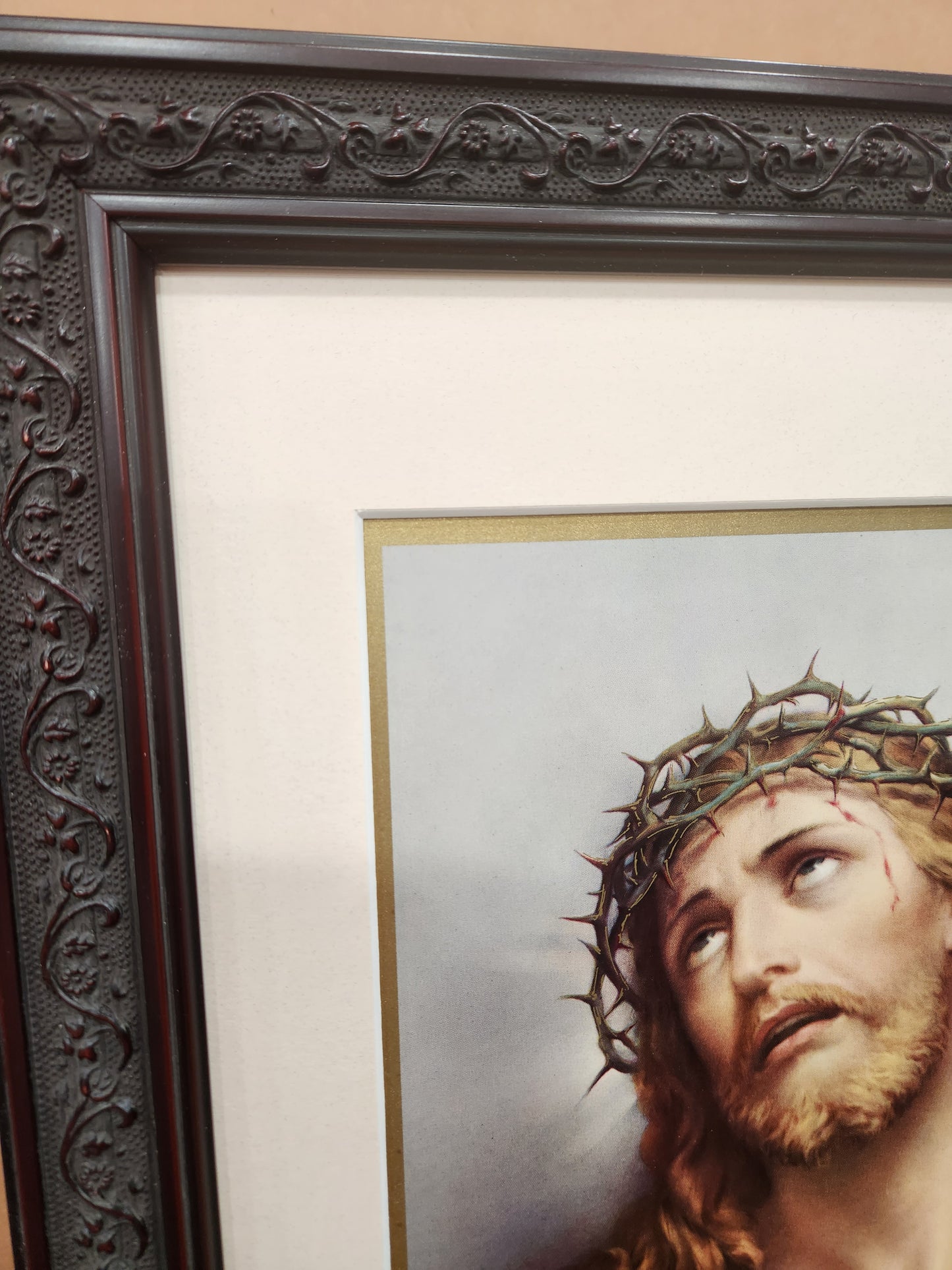 Jesus with crown of thorns framed picture