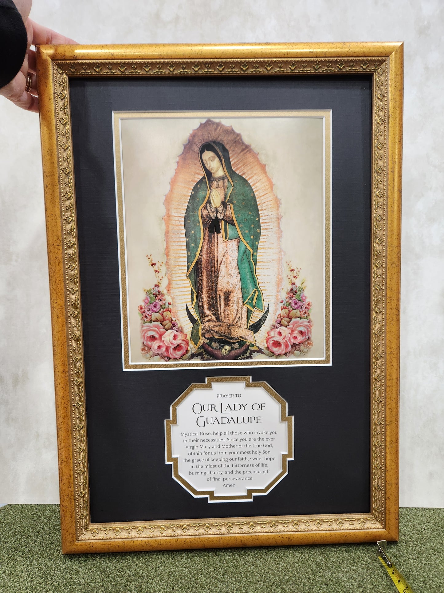 Our Lady of Guadalupe framed print with prayer