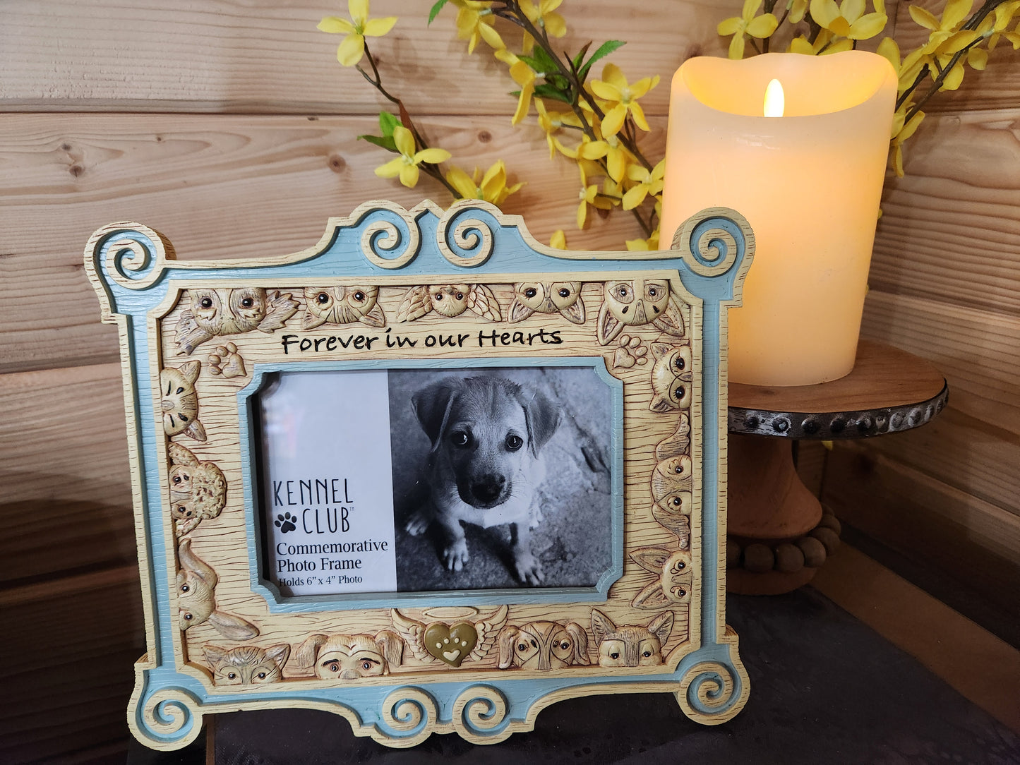 Pet memorial photo frame keepsake with easelback