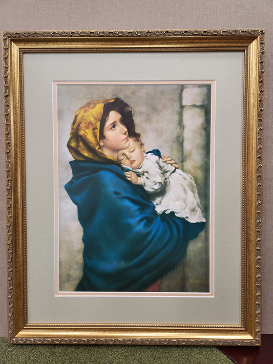 Madonna and child custom framed Italian print - Roberto Ferruzzi