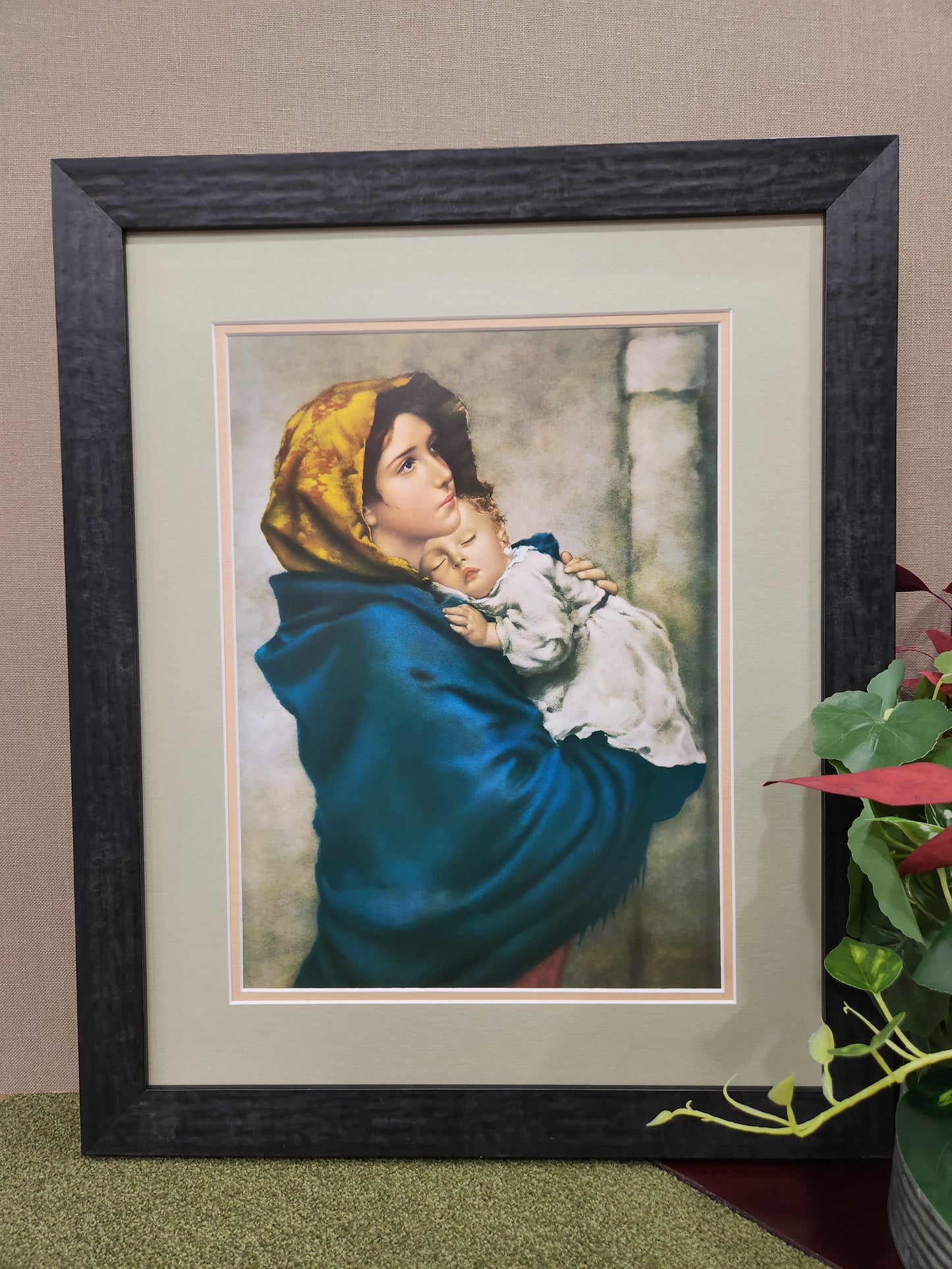 Madonna and child custom framed Italian print - Roberto Ferruzzi