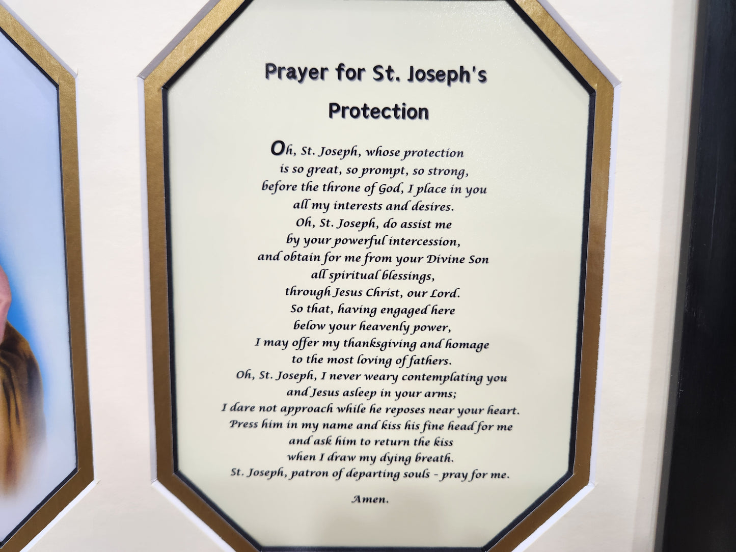 St. Joseph and Child custom framed picture with Prayer of Protection