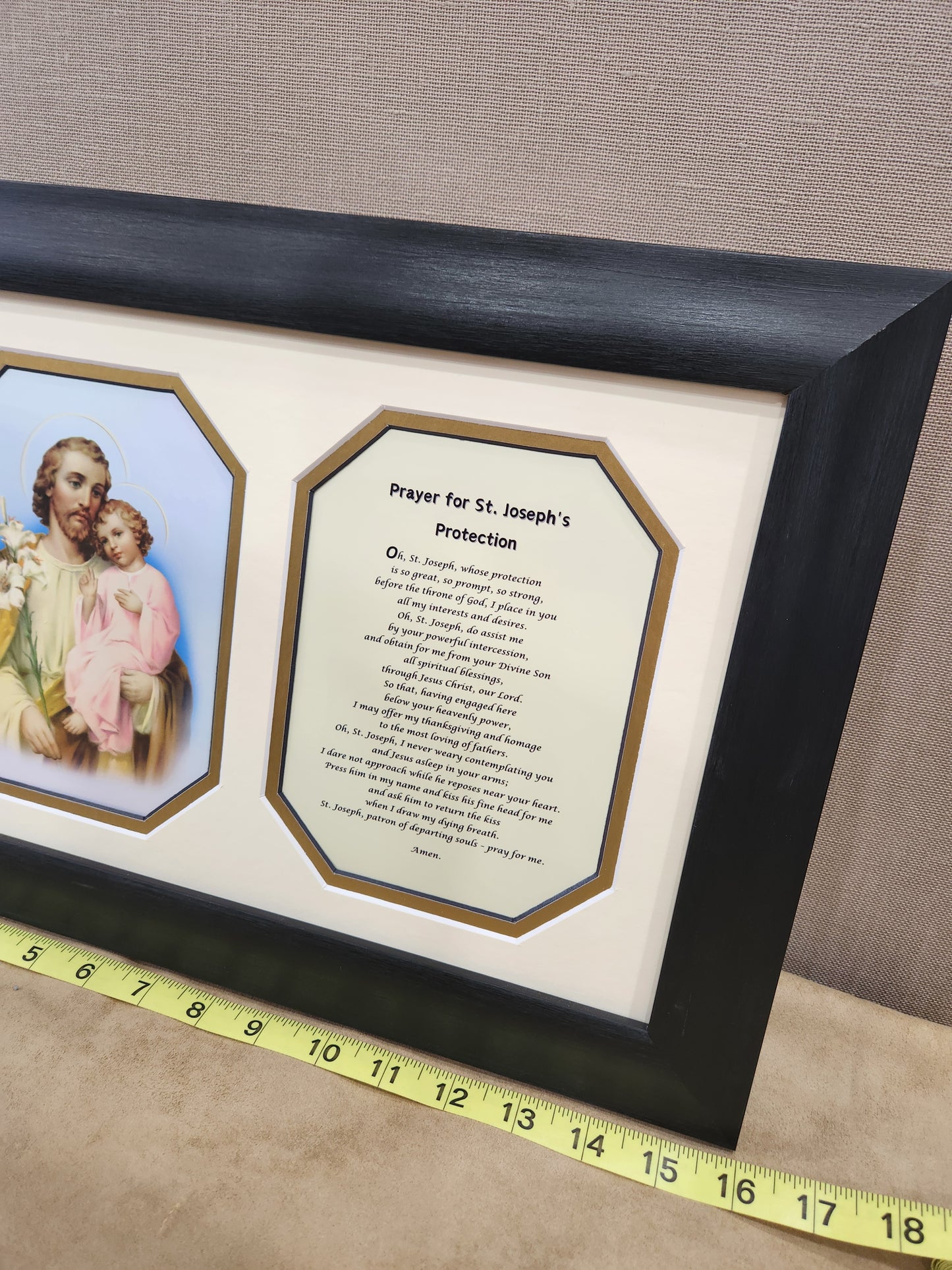 St. Joseph and Child custom framed picture with Prayer of Protection