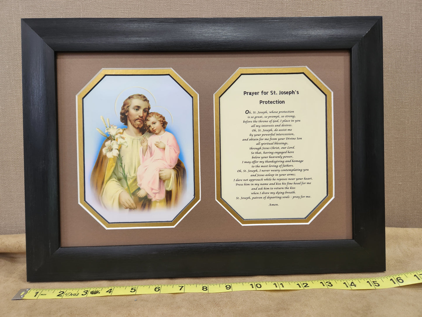 St. Joseph and Child custom framed picture with Prayer of Protection