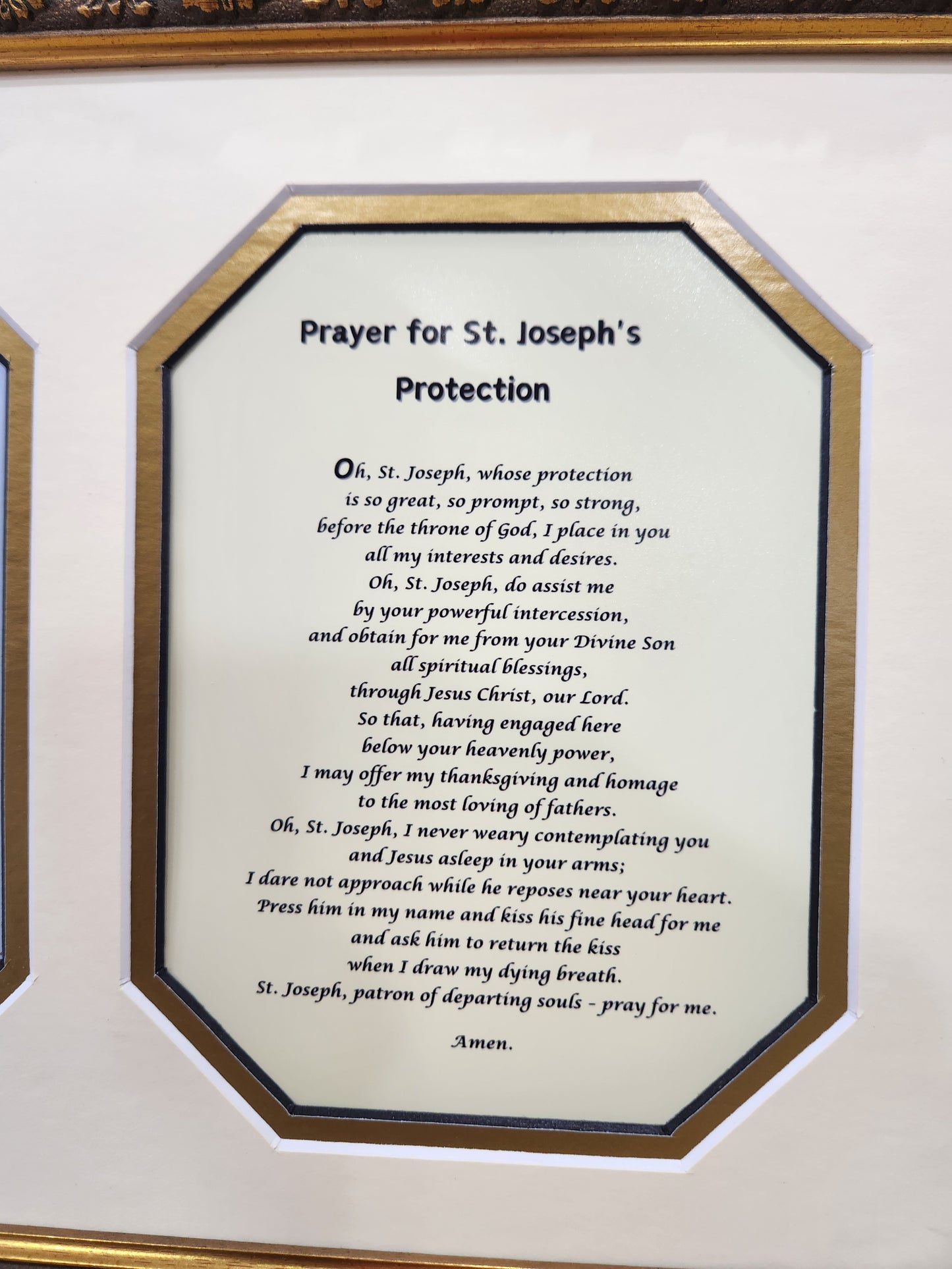 St. Joseph and Child custom framed picture with Prayer of Protection