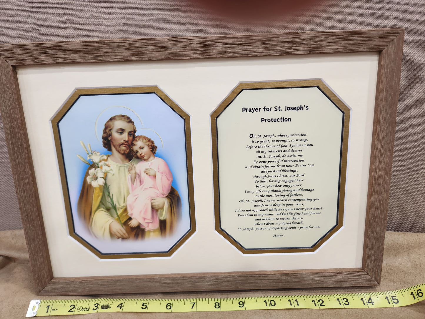 St. Joseph and Child custom framed picture with Prayer of Protection