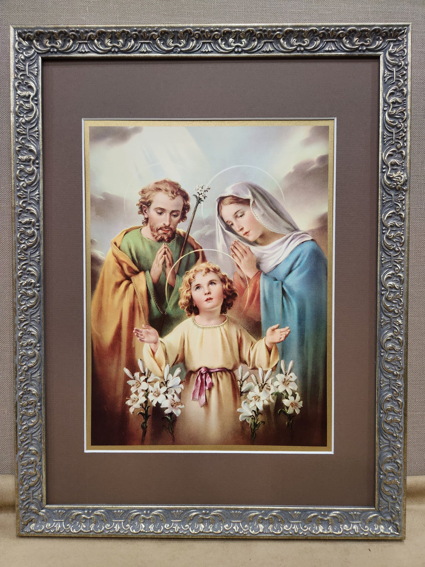 Holy Family custom framed vintage print