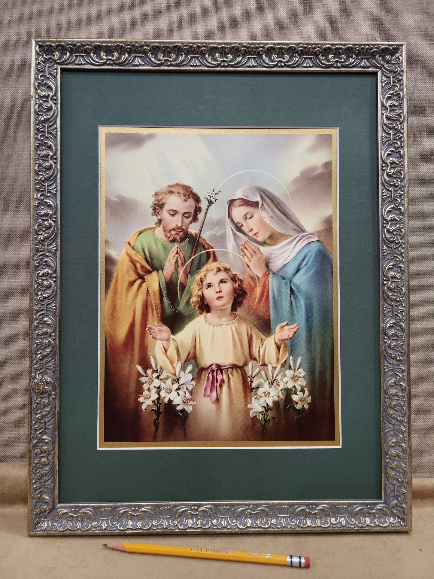 Holy Family custom framed vintage print